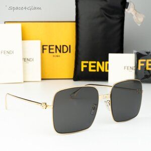 Fendi Women Sunglasses Endura Gold Smoke Square FE40123U BAGUETTE 30A BRAND NEW